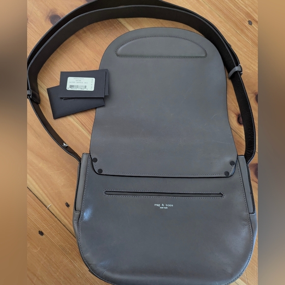 Charcoal grey leather Rag & Bone Calder saddle bag - Picture 6 of 9